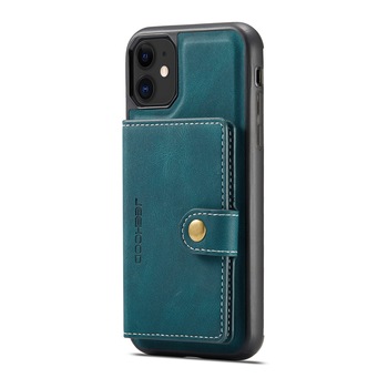 Husa pentru iPhone 11, piele cu textura moale, back cover, mini portofel detasabil, CaseMe, Albastru