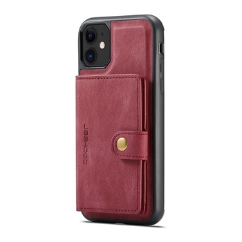 Husa pentru iPhone 11, piele cu textura moale, back cover, mini portofel detasabil, CaseMe, Rosu