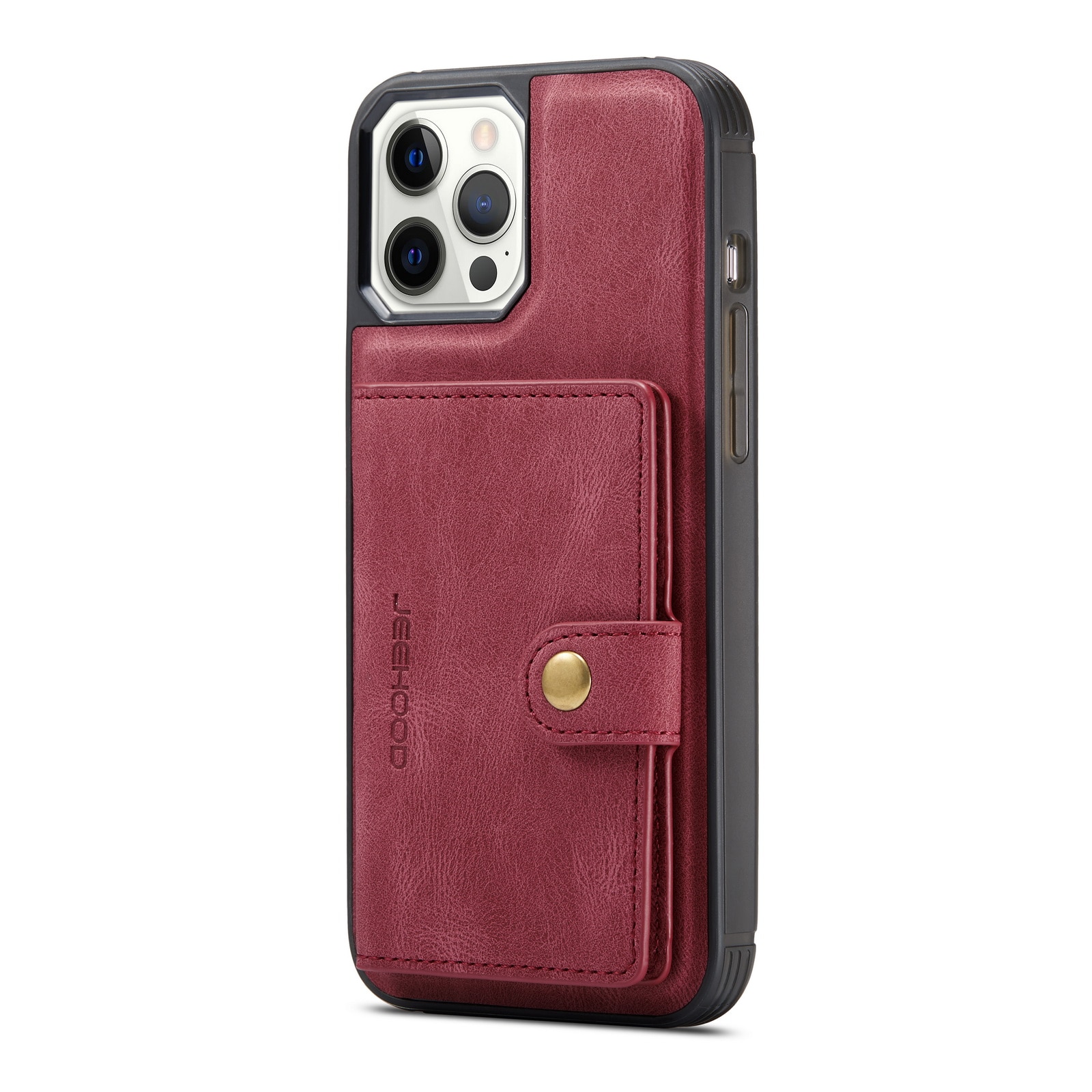 Husa pentru iPhone 12 Pro Max, piele cu textura moale, back cover, mini portofel detasabil, CaseMe, Rosu