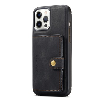 Husa pentru iPhone 12 Pro, iPhone 12, piele cu textura moale, back cover, mini portofel detasabil, CaseMe, Negru Husa pentru iPhone 12 Pro, iPhone 12, piele cu textura moale, back cover, mini portofel detasabil, CaseMe, Negru