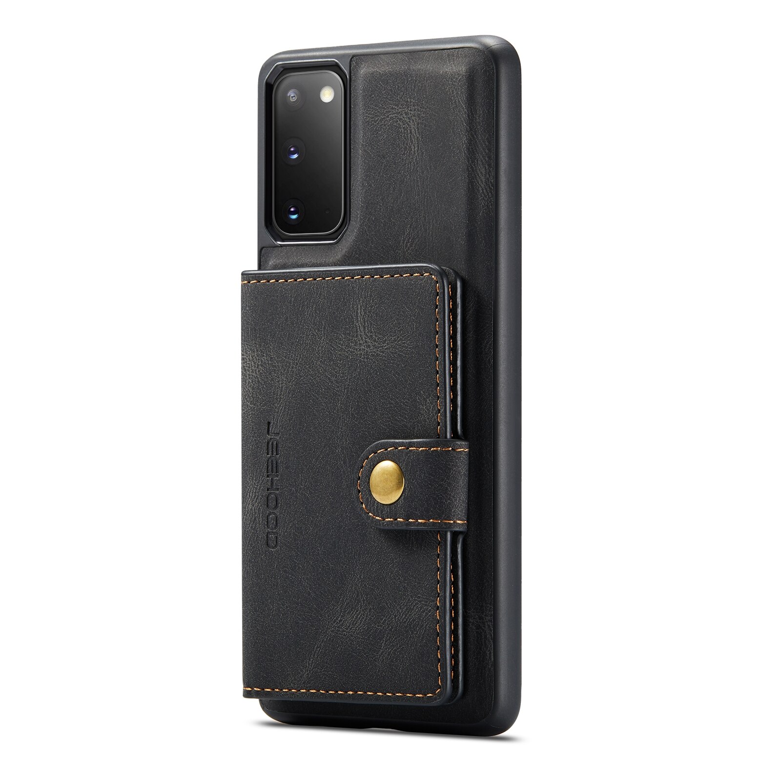 Husa pentru Samsung Galaxy S20, piele cu textura moale, back cover, mini portofel detasabil, CaseMe, Negru