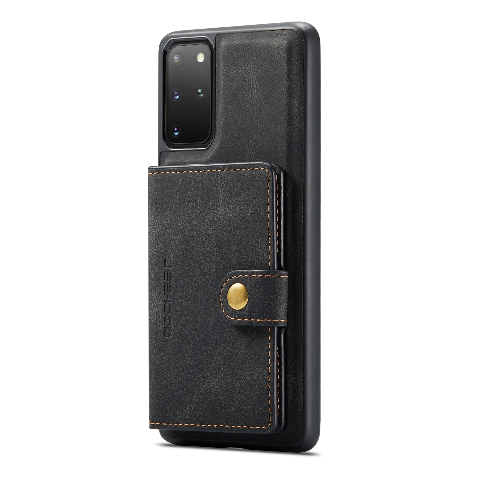 Husa pentru Samsung Galaxy S20 Plus, piele cu textura moale, back cover, mini portofel detasabil, CaseMe, Negru