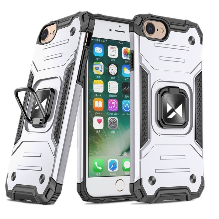 iPhone 7 / 8 / SE 2020 ezüst Ring Armor tok