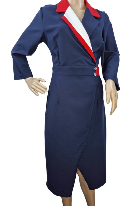 Rochie Tip Sacou, Dolce Carina, Bleumarin, Lycra, 36 EU