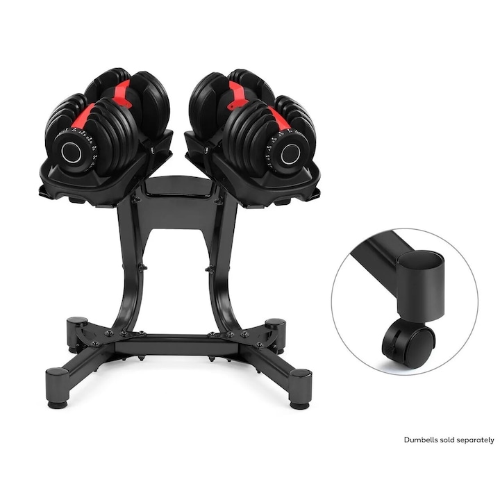 Държач за дъмбели, Zoco Body Fit YLJ-005 и комплект дъмбели YL-007, общо тегло 80 кг, регулируем, стомана