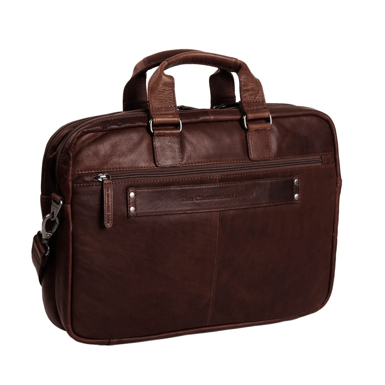 Geanta de laptop din piele naturala maro inchis, The Chesterfield Brand, Seth 15 inch
