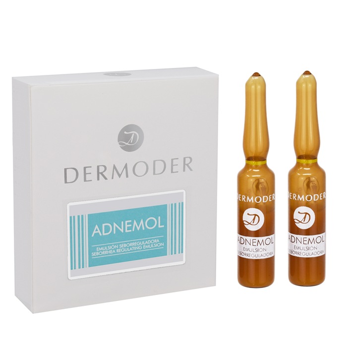 Set emulsie concentrata pentru controlul tenului acneic, DERMODER, ADNEMOL, 2 fiole, 2 x2.5 ml
