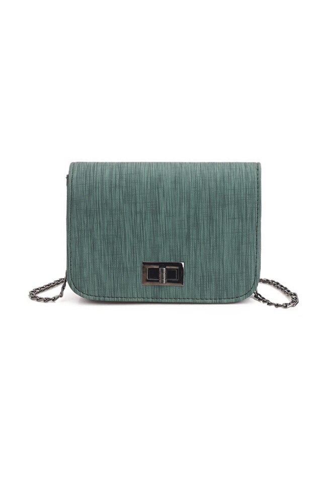 Geanta de dama Ava verde din piele ecologica, 19 x 16 x 8 cm