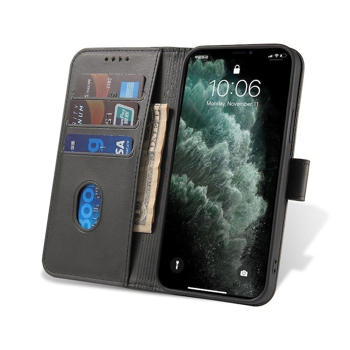 Samsung Galaxy S21 fekete, elegáns kinyithatós tok