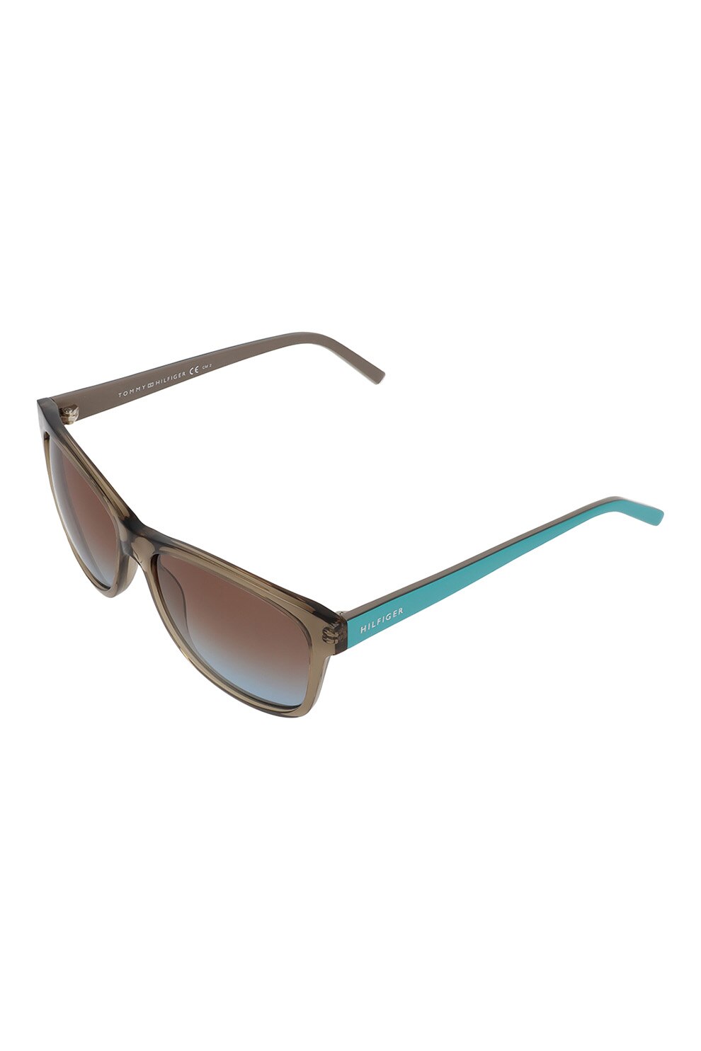 Tommy Hilfiger, Ochelari de soare unisex rotunzi, Maro camel/albastru aqua, 56-16-140 Standard