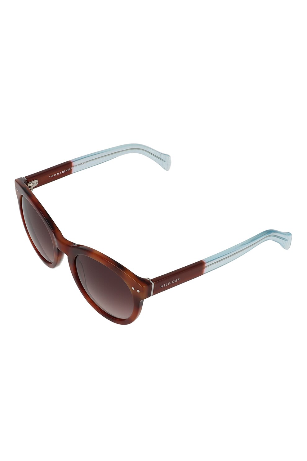Tommy Hilfiger, Ochelari de soare rotunzi cu lentile in degrade, Maro/Bleu, 52-21-140 Standard
