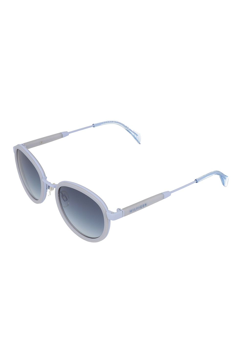 Tommy Hilfiger, Ochelari de soare rotunzi polarizati cu lentile in degrade, Albastru pastel/Gri, 50-22-140 Standard