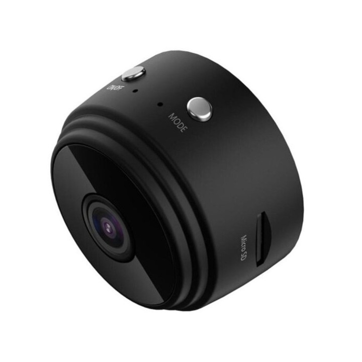 Mini camera de supraveghere Wifi 1080P, viziune nocturna inteligenta, urmarire automata si alarma declansabila