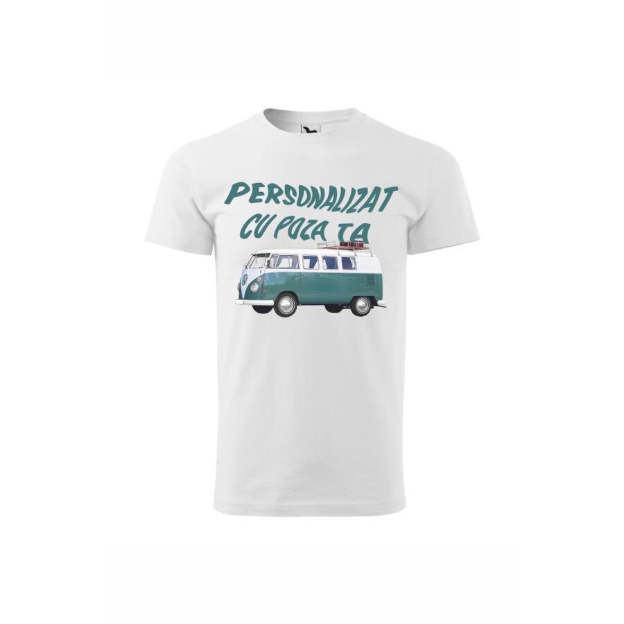 Tricou Basic alb, barbat M, personalizata cu poza si textul dorit