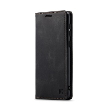Husa pentru Samsung Galaxy A51, CaseMe Retro, slim, piele, tip portofel, stand, inchidere magnetica, textura moale, protectie RFID, Negru