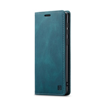 Husa pentru Samsung Galaxy A51, CaseMe Retro, slim, piele, tip portofel, stand, inchidere magnetica, textura moale, protectie RFID, Albastru