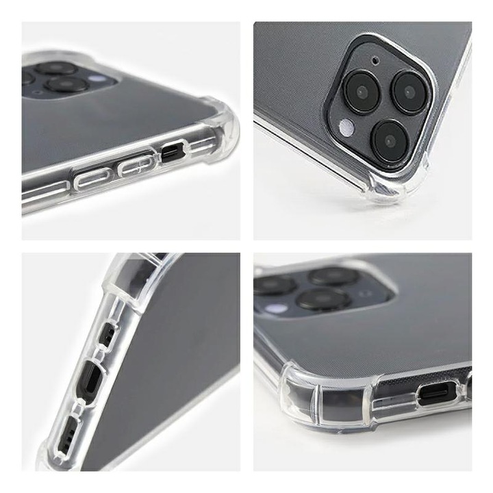 Husa Silicon Antisoc cu Colturi Intarite Compatibila cu iPhone 14 Pro Transparent