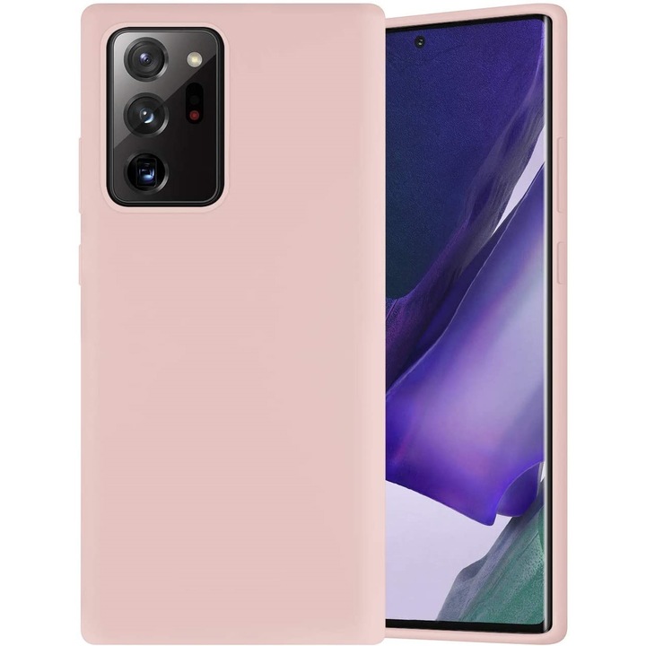 Защитен калъф PlanetPhone, Съвместим със Samsung Galaxy Note 20 Ultra, Ултра тънък, Силикон, Защита на камерата, Бледо розов