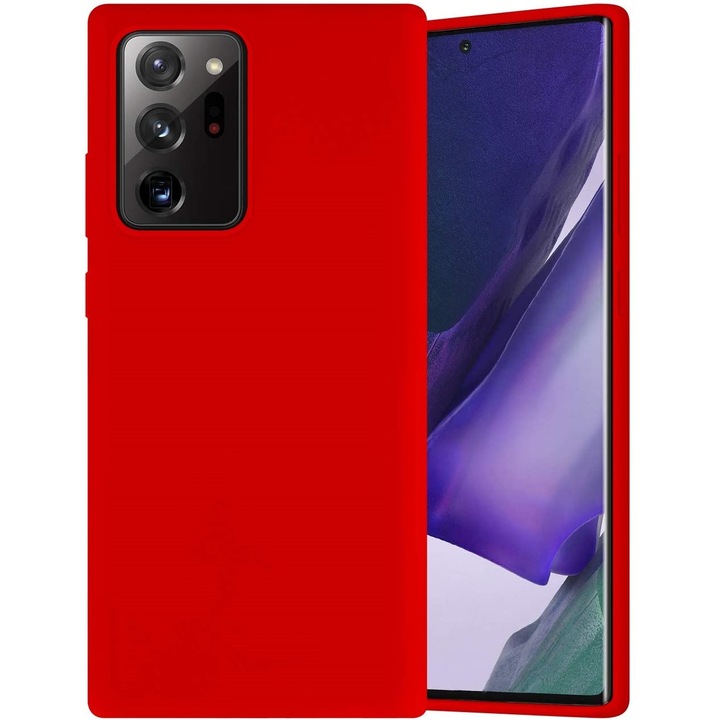 Защитен калъф PlanetPhone, Съвместим със Samsung Galaxy Note 20 Ultra, Ултра тънък, Силикон, Защита на камерата, Червен