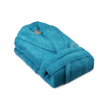 Halat de baie unisex bumbac, marime XS/S, Beverly Hills Polo Club, Turcoaz Halat de baie unisex bumbac, marime XS/S, Beverly Hills Polo Club, Turcoaz