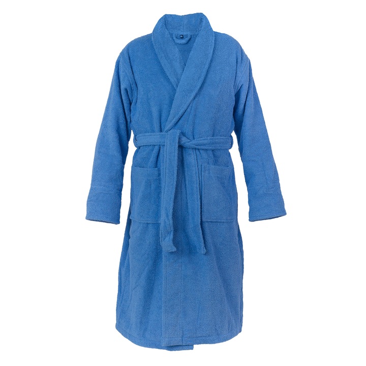 Halat de baie Casa di Bassi, 100% Bumbac, Bleu, M/L