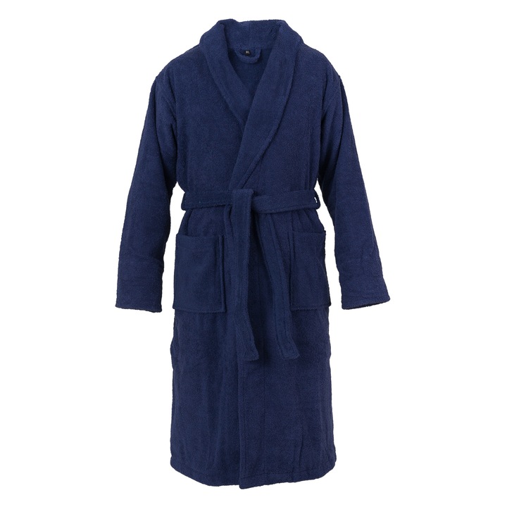 Halat de baie Casa di Bassi, 100% Bumbac, albastru navy, M/L