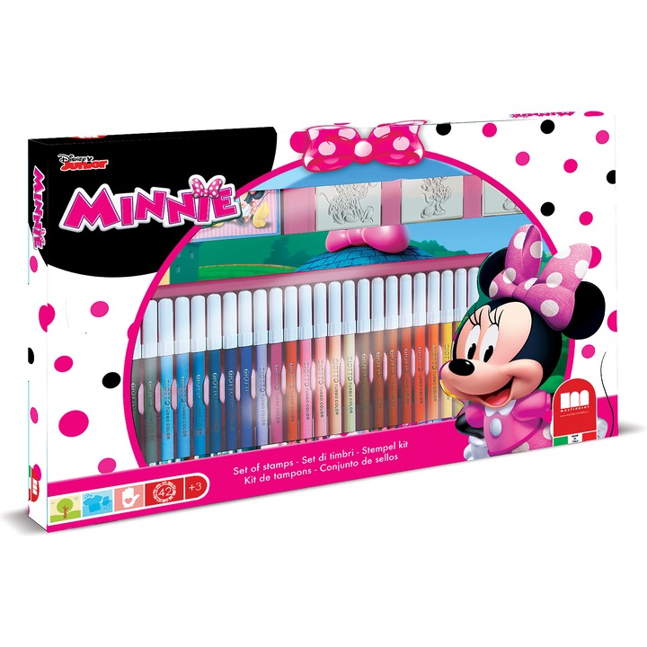 Set pictura 41 piese, 3 stampile, tus, 36 carioci si caiet cu activitati Minnie Multiprint MP57866