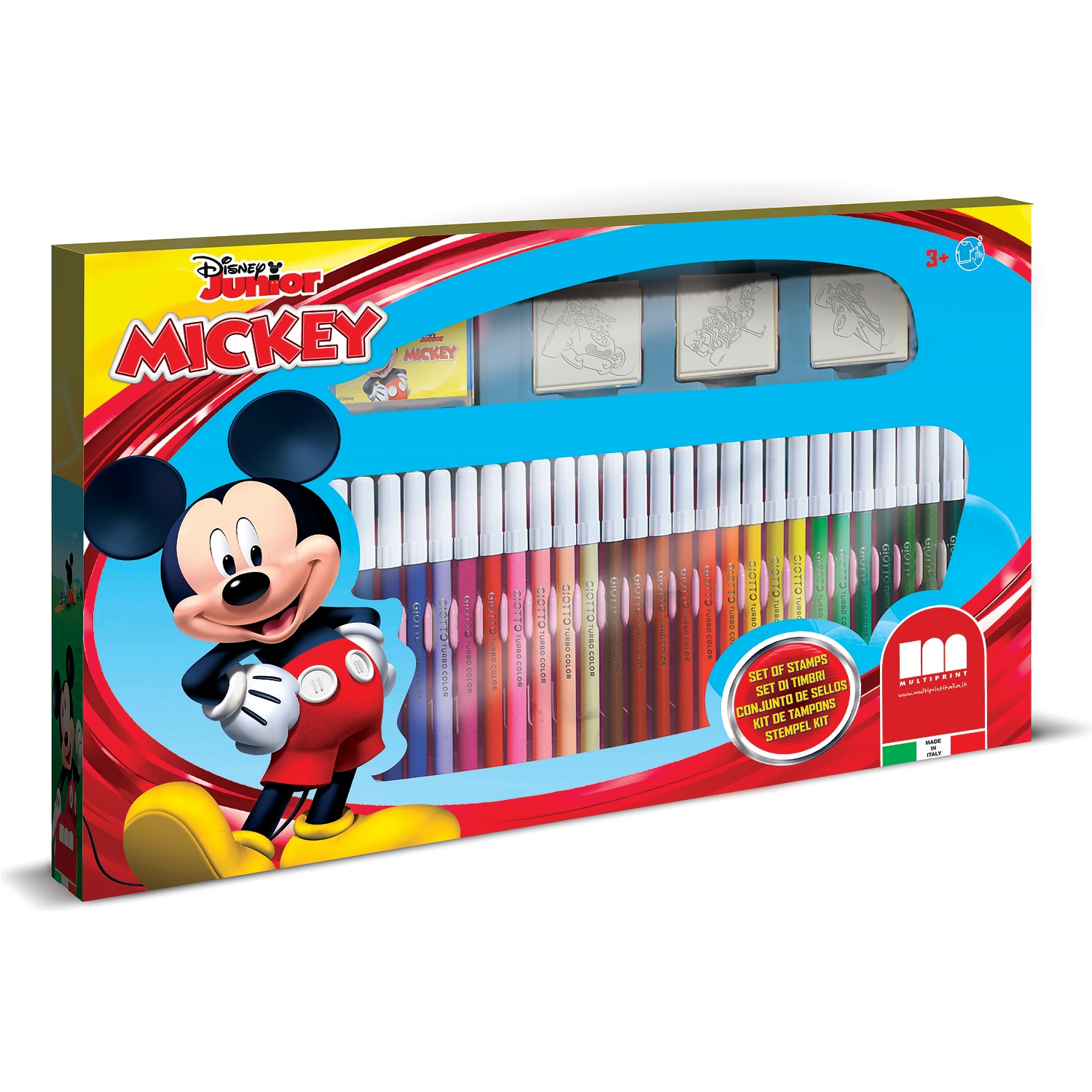 Set pictura 41 piese, 3 stampile, tus, 36 carioci si caiet cu activitati Mickey, Multiprint