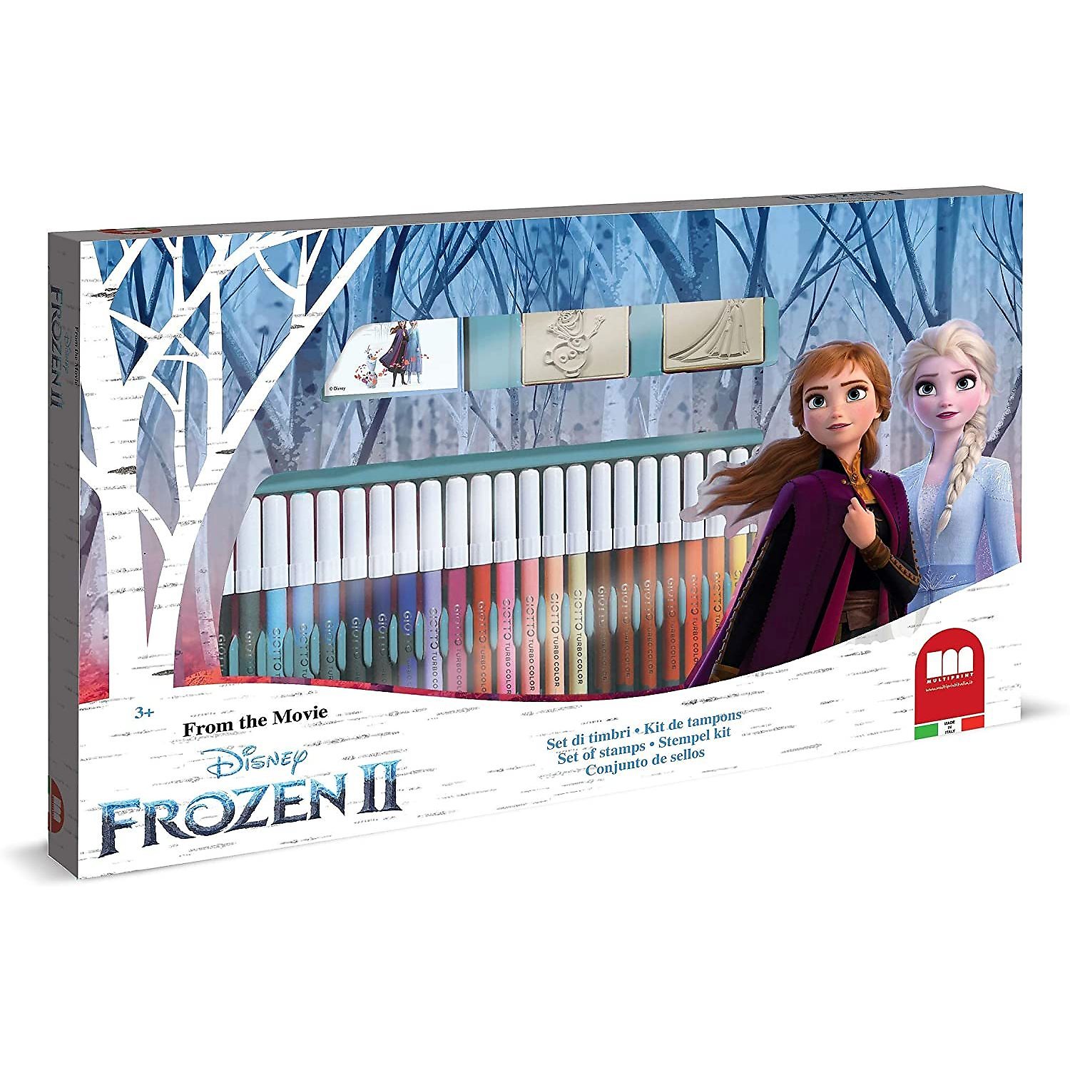 Set pictura 41 piese, 3 stampile, tus, 36 carioci si caiet cu activitati Frozen 2, Multiprint