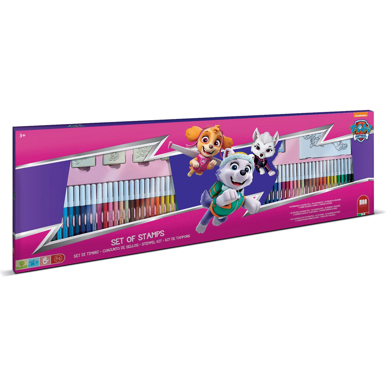 Set pictura 96 piese, 4 stampile, tus, 60 carioci, 30 stickere si caiet cu activitati Paw Patrol Girl, Multiprint