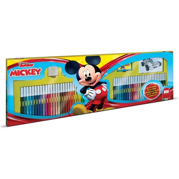Set pictura 96 piese, 4 stampile, tus, 60 carioci, 30 stickere si caiet cu activitati Mickey, Multiprint Set pictura 96 piese, 4 stampile, tus, 60 carioci, 30 stickere si caiet cu activitati Mickey, Multiprint