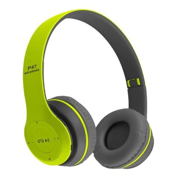 Casti bluetooth P47, cu microfon, radio, pliabile, verde Casti bluetooth P47, cu microfon, radio, pliabile, verde