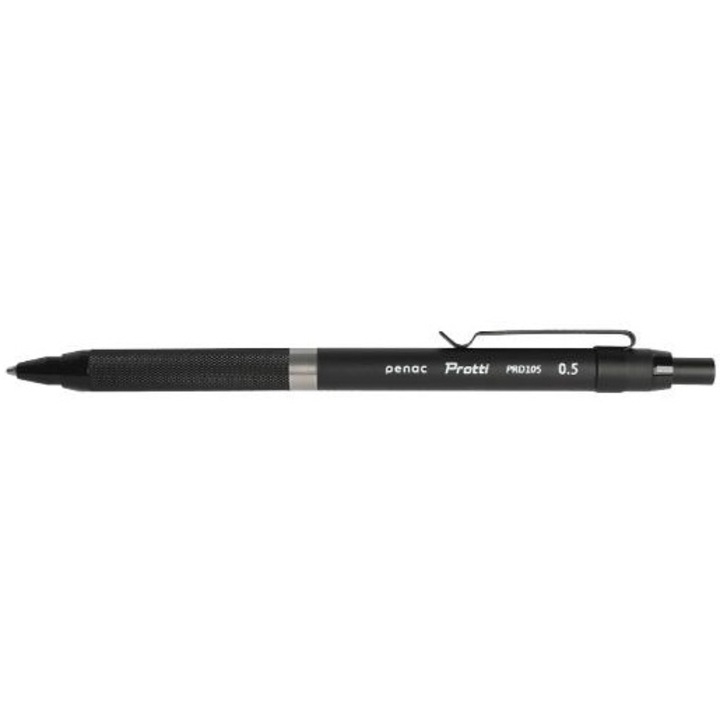 Creion mecanic profesional PENAC Protti PRD-105, 0.5mm, metalic cu varf retractabil, negru