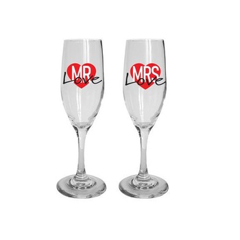 Set 2 Pahare Bg-Tech Sampanie 220ml Mrs+Mr Love Set 2 Pahare Bg-Tech Sampanie 220ml Mrs+Mr Love