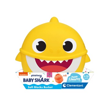 Set cuburi Soft Clemmy - Baby Shark, cu 6 piese Set cuburi Soft Clemmy - Baby Shark, cu 6 piese