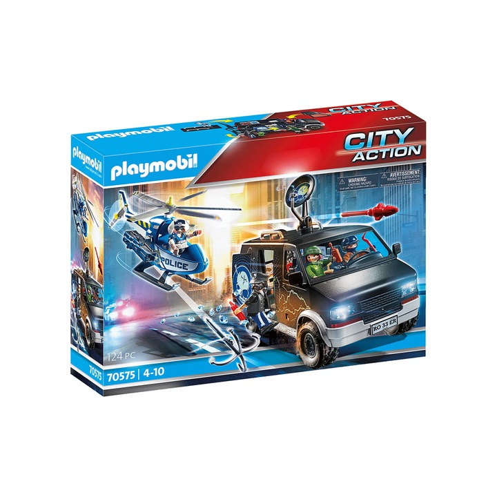 Playmobil City Action, Police - Elicopter de politie in urmarirea dubei