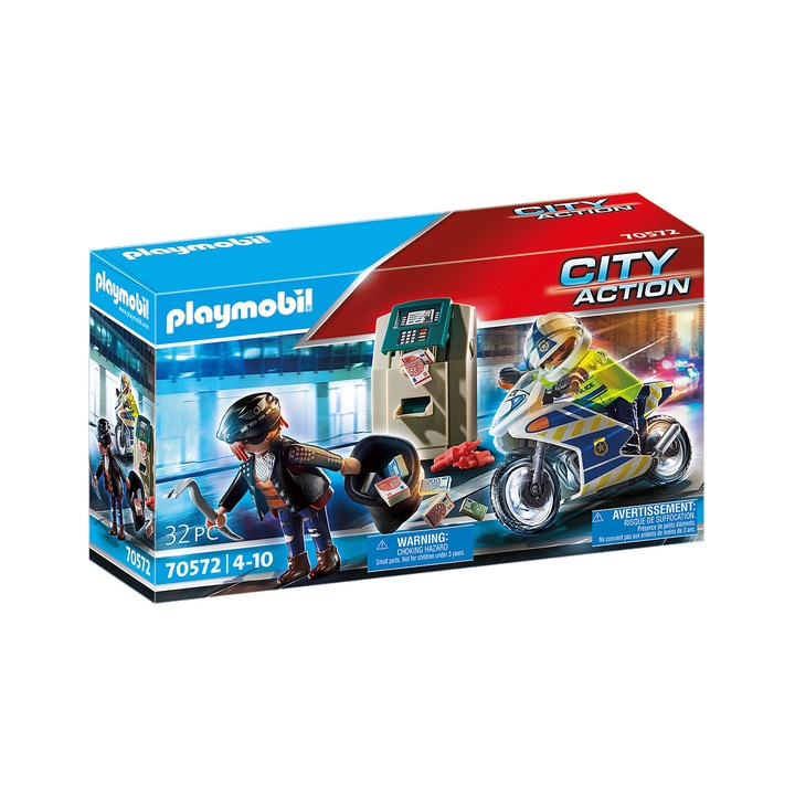 Playmobil City Action Police rendőrségi játékszett, ATM tolvaj üldözés