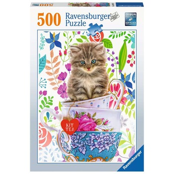 Puzzle Ravensburger - Pisicuta in ceasca, 500 piese Puzzle Ravensburger - Pisicuta in ceasca, 500 piese