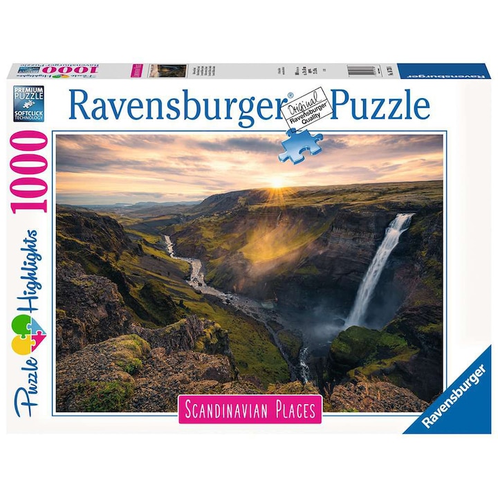 Puzzle Ravensburger Highlights – Haifoss Island vízesés, 1000 darab