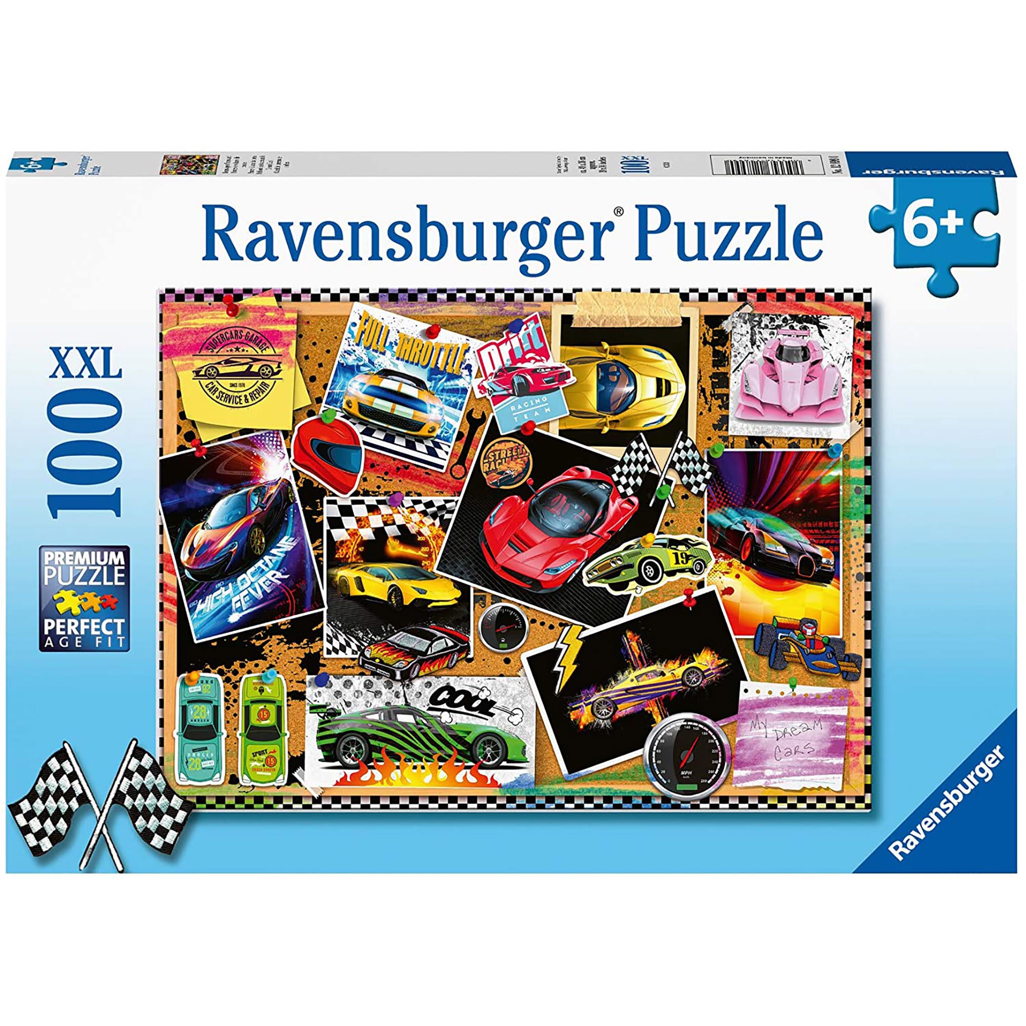 Puzzle Ravensburger XXL - Masini de curse, 100 piese