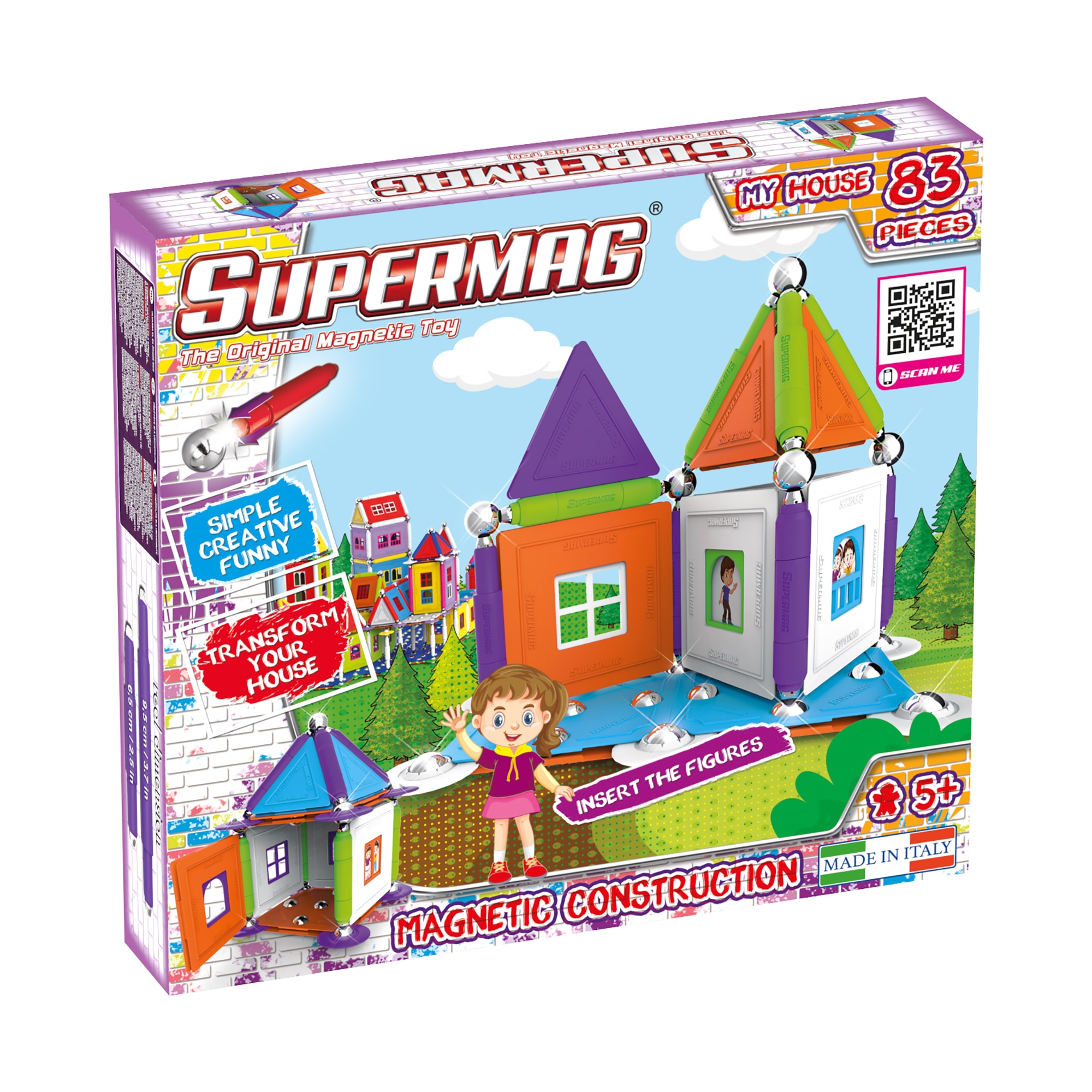 Set de constructie magnetic Supermag - My Houses, 83 piese