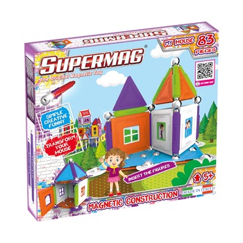 Set de constructie magnetic Supermag - My Houses, 83 piese Set de constructie magnetic Supermag - My Houses, 83 piese