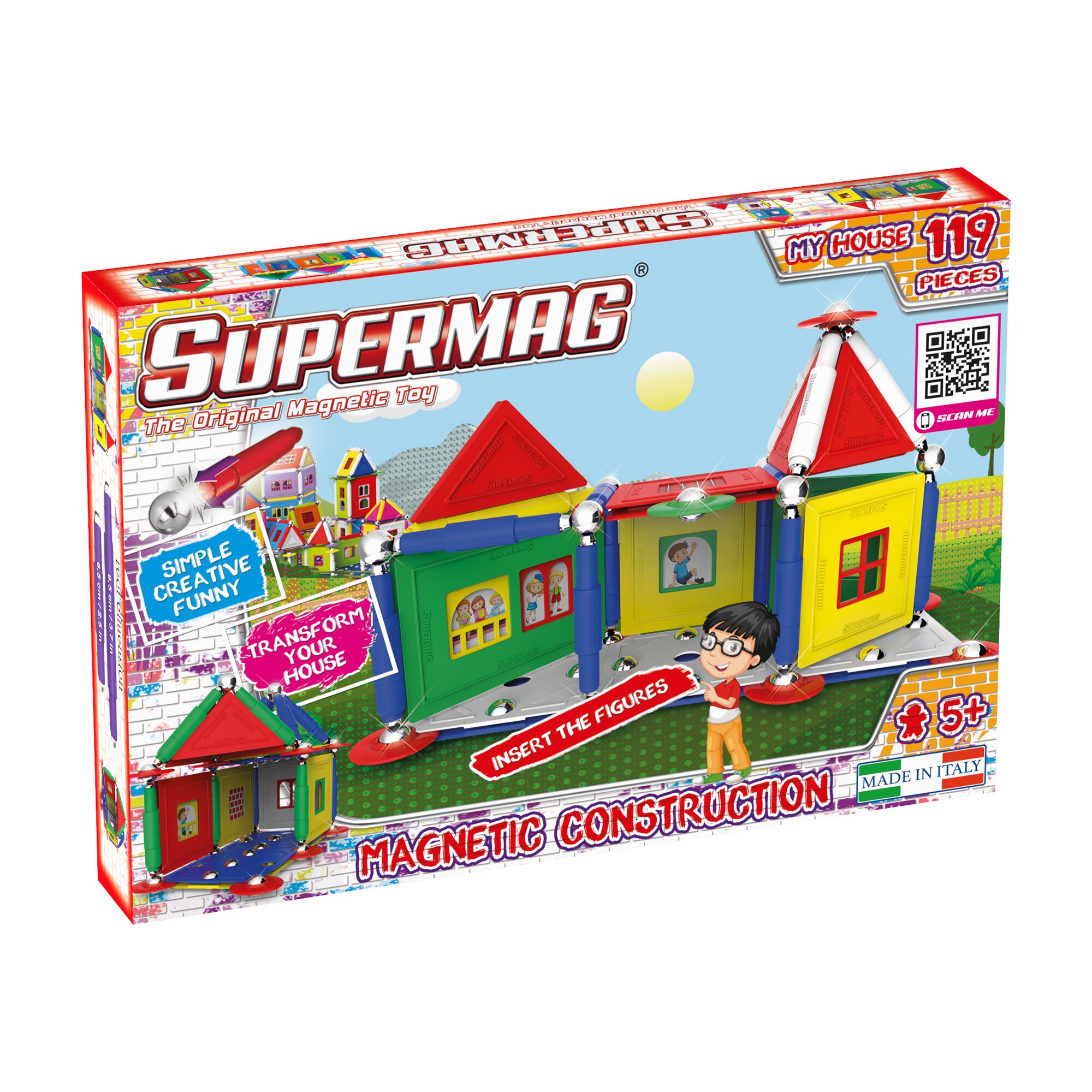 Set de constructie magnetic Supermag - My Houses, 119 piese
