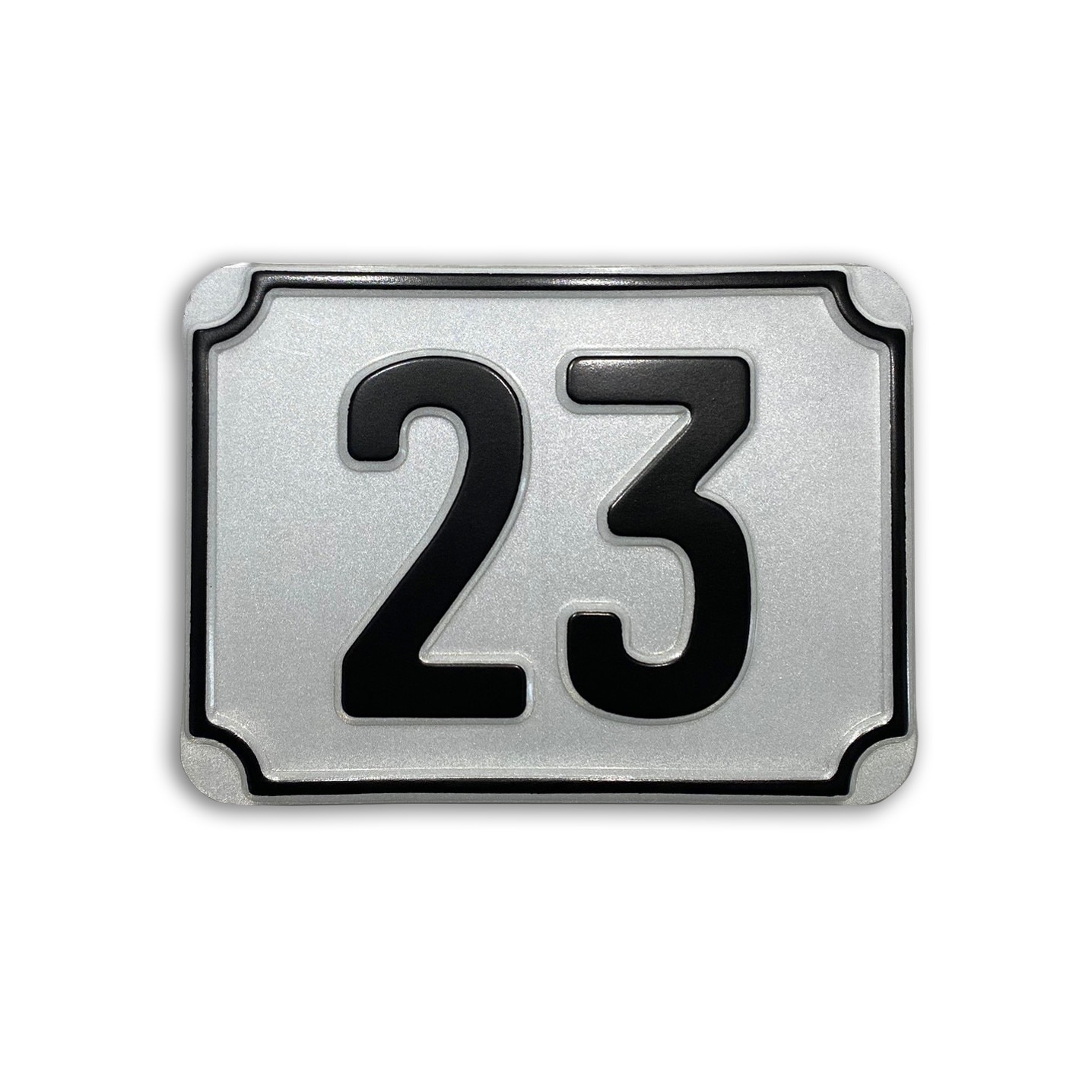 Numar postal pentru casa, cu doua cifre, culoare alb scris negru, reflectorizant 150x110mm