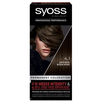 Vopsea de par permanenta Syoss Color Baseline 4-1 Saten Mediu, 115 ml Vopsea de par permanenta Syoss Color Baseline 4-1 Saten Mediu, 115 ml