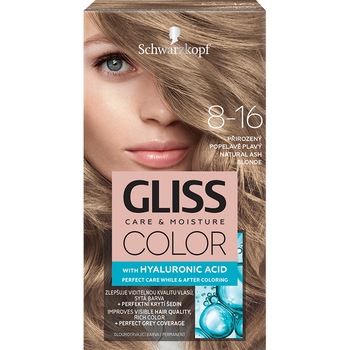 Vopsea de par permanenta Gliss Color 8-16 Blond Cenusiu, 143 ml