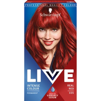 Vopsea de par Schwarzkopf Live Intense 035 Rosu Aprins, 142.5 ml Vopsea de par Schwarzkopf Live Intense 035 Rosu Aprins, 142.5 ml