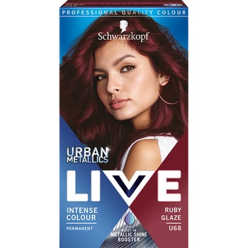 Vopsea de par permanenta Schwarzkopf Live Color Urban Metallics U68 Ruby Glaze, 142.5 ml Vopsea de par permanenta Schwarzkopf Live Color Urban Metallics U68 Ruby Glaze, 142.5 ml
