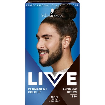 Vopsea de par permanenta Schwarzkopf Live pentru barbati 880 Saten Espresso, 142.5 ml Vopsea de par permanenta Schwarzkopf Live pentru barbati 880 Saten Espresso, 142.5 ml