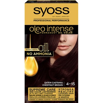 Vopsea de par permanenta fara amoniac Syoss Color Oleo Intense 4-15 Saten Castaniu, 115 ml Vopsea de par permanenta fara amoniac Syoss Color Oleo Intense 4-15 Saten Castaniu, 115 ml